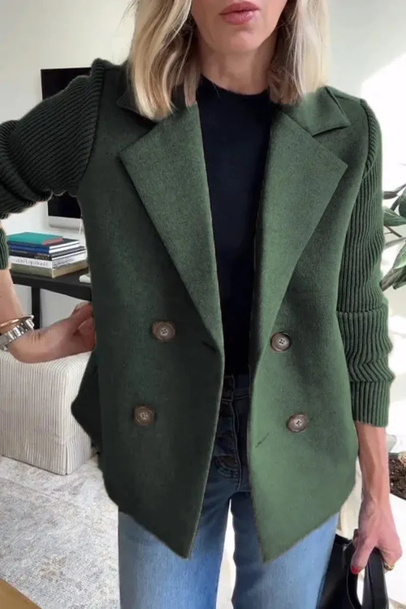 Nuova Collezione Primaverile: Blazer in Maglia con Maniche in Lana e Dettagli Lavorati a Maglia, Giacca Maglione Elegante da Donna