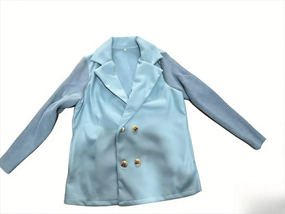 Nuova Collezione Primaverile: Blazer in Maglia con Maniche in Lana e Dettagli Lavorati a Maglia, Giacca Maglione Elegante da Donna