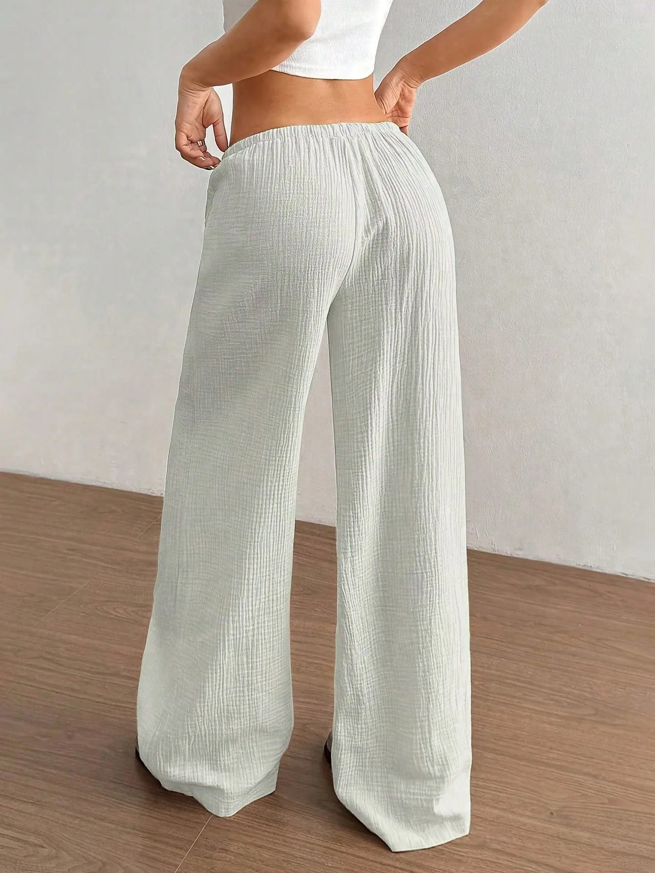 Eleganti Pantaloni Casual da Donna a Gamba Larga in Tinta Unita Versatili