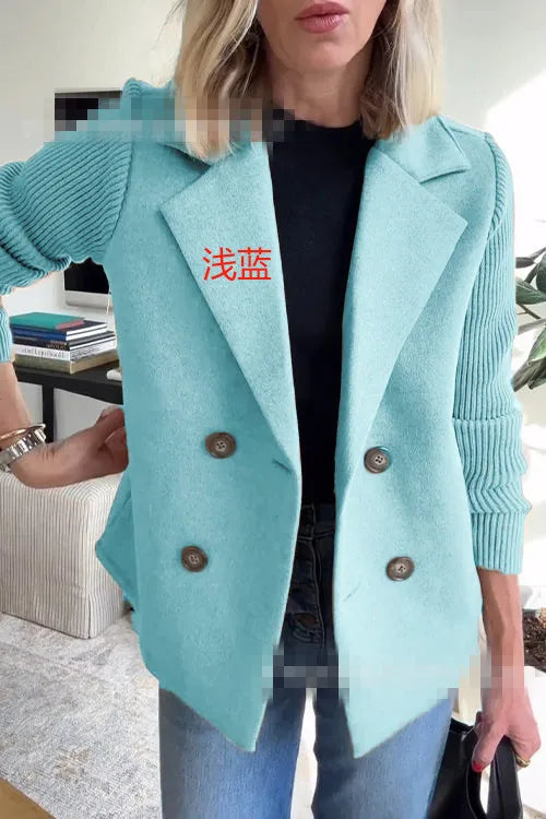 Nuova Collezione Primaverile: Blazer in Maglia con Maniche in Lana e Dettagli Lavorati a Maglia, Giacca Maglione Elegante da Donna
