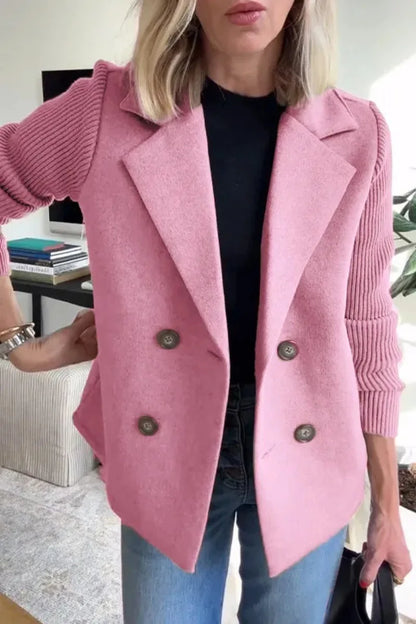 Nuova Collezione Primaverile: Blazer in Maglia con Maniche in Lana e Dettagli Lavorati a Maglia, Giacca Maglione Elegante da Donna