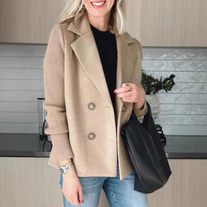 Nuova Collezione Primaverile: Blazer in Maglia con Maniche in Lana e Dettagli Lavorati a Maglia, Giacca Maglione Elegante da Donna