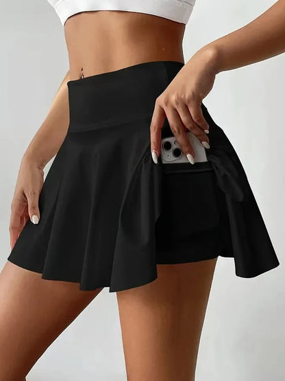 Falda de Cintura Alta de Color Sólido para Mujer, Ropa de Estar en Casa, Verano, Transpirable, Mini Falda Sensual, Secado Rápido, Cómoda